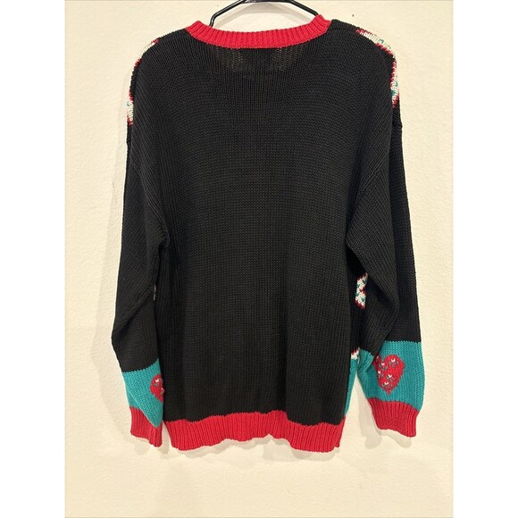 Vintage Yarnworks Tacky Christmas Sweater Hearts Jingle Bell Buttons Size Large - Picture 8 of 10